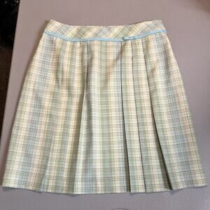 Pendleton Plaid Pleated Midi Skirt Virgin Wool Blue Green 14P Academia coquette